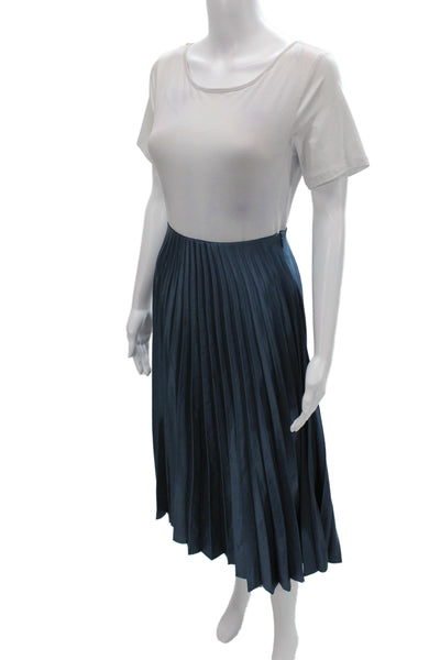 Zara Women Pleated Blue Polyester Midi Skirt Zip Size XS
