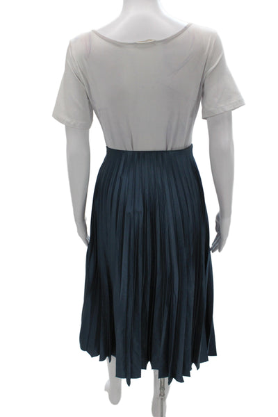 Zara Women Pleated Blue Polyester Midi Skirt Zip Size XS