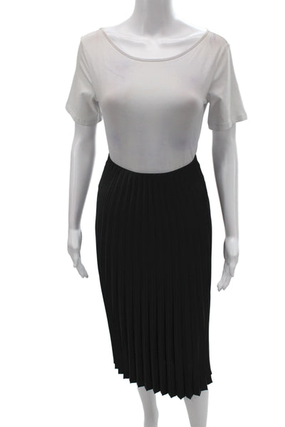 J Crew Womens Pleated Midi Skirt Black Polyester Pull On Size 2XS