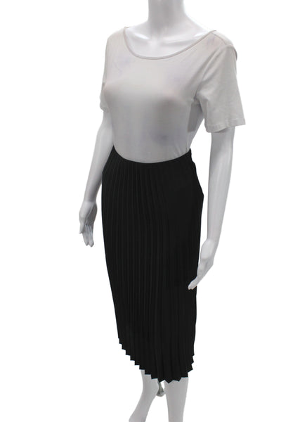 J Crew Womens Pleated Midi Skirt Black Polyester Pull On Size 2XS
