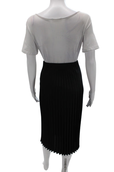 J Crew Womens Pleated Midi Skirt Black Polyester Pull On Size 2XS