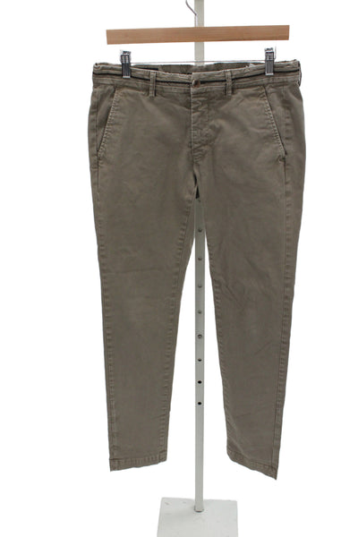 Mason Mens Chino Pants Brown Cotton Blend Button Size 48
