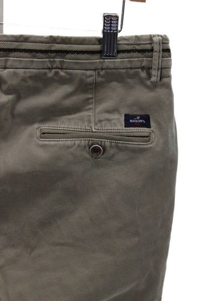 Mason Mens Chino Pants Brown Cotton Blend Button Size 48