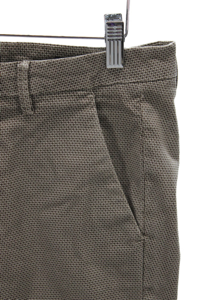 Masons Men Chino Pants Brown Geometric 98% Cotton Button Size 48