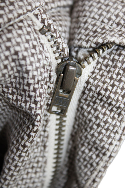 Masons Men Chino Pants Brown Geometric 98% Cotton Button Size 48