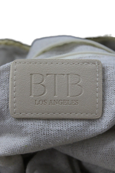 BTB Los Angeles Womens Straw Pearl Detail Shoulder Handbag Beige