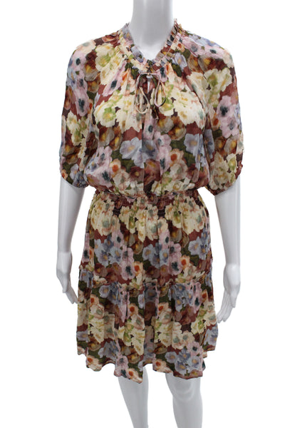 Rails Womens Blouson Floral Viscose Knee Length Round Neck Dress Size M