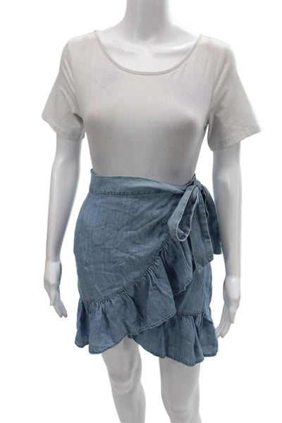 Rails Womens Blue Tie Waist Mini Skirt Tencel Size L