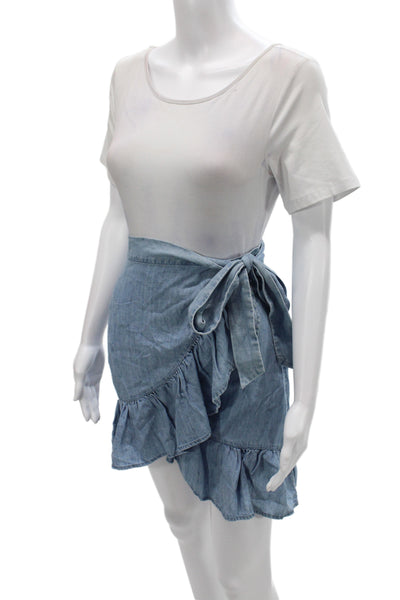 Rails Womens Blue Tie Waist Mini Skirt Tencel Size L