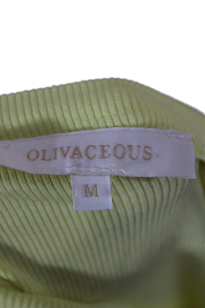 Olivaceous Women Basic Yellow Scoop Neck Short Sleeve T-Shirt Rayon Size M