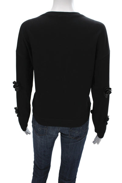 Stellah Womens Black Jersey T Shirt Crew Neck Long Sleeve Floral Size S