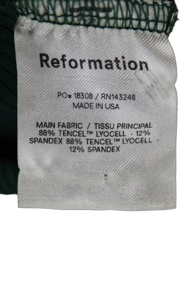 Reformation Women Basic Green Tencel Lyocell Square Neck Sleeveless Tank Size L