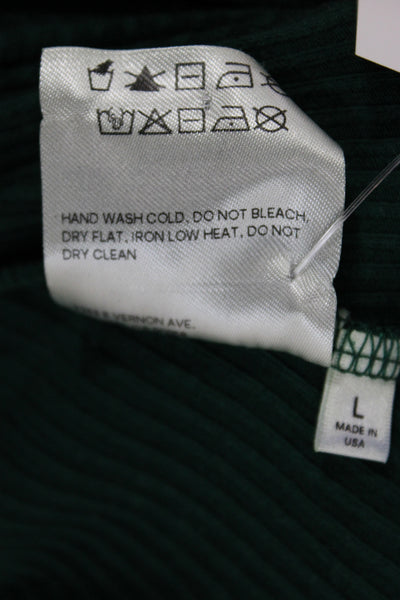 Reformation Women Basic Green Tencel Lyocell Square Neck Sleeveless Tank Size L