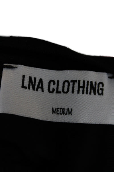 LNA Womens Basic Black Short Sleeve T-Shirt Round Neck Rayon Size M