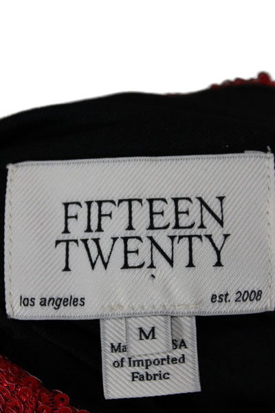 Fifteen Twenty Women Red Sequin Cowl Neck Sleeveless Blouse Size M