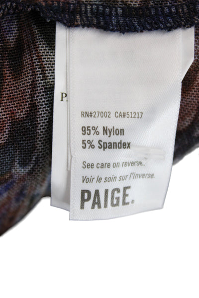 Paige Black Label Women Jersey Geometric Black Short Sleeve Round Neck Size L
