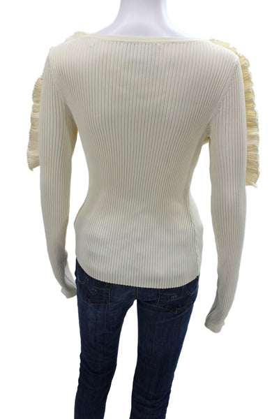 7 For All Mankind Womens Ivory Boat Neck Pullover Long Sleeve Size M