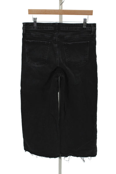 KUT from the Kloth Womens Cropped High Rise Black Sparkly Cotton Jeans Size 10