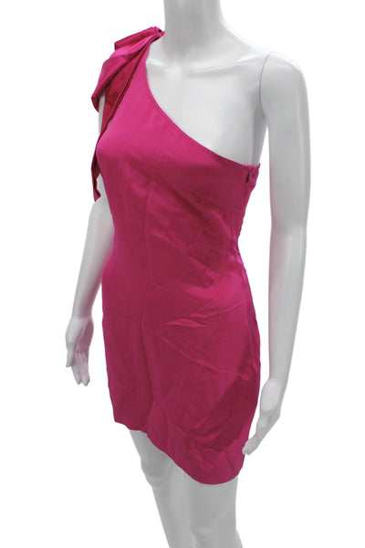 Jay Godfrey Womens Bodycon One Shoulder Silk Mini Dress Pink Size 2