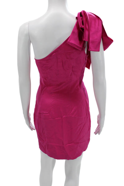 Jay Godfrey Womens Bodycon One Shoulder Silk Mini Dress Pink Size 2