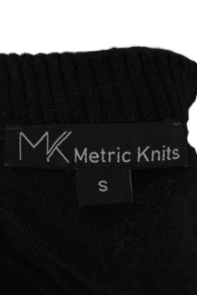 Metric Knits Women Black V-Neck Long Sleeve Pullover Sweater Size S