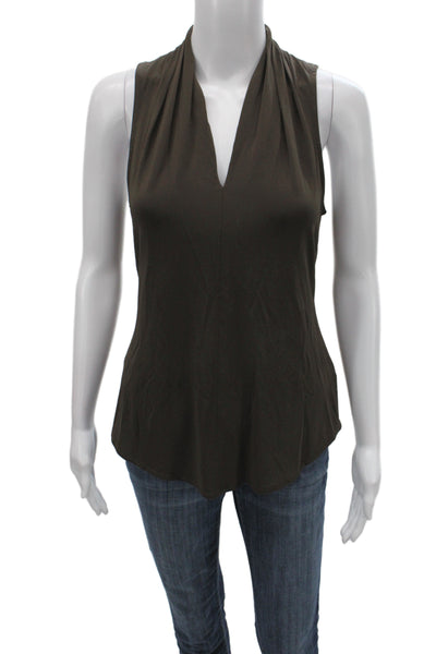 I By Iris Setlakwe Women Basic Brown V Neck Sleeveless Tank Size S