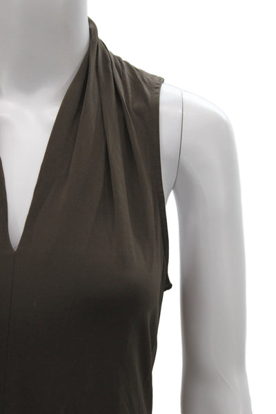 I By Iris Setlakwe Women Basic Brown V Neck Sleeveless Tank Size S