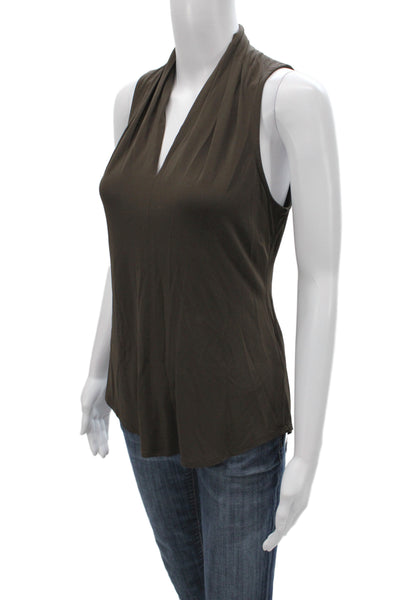 I By Iris Setlakwe Women Basic Brown V Neck Sleeveless Tank Size S
