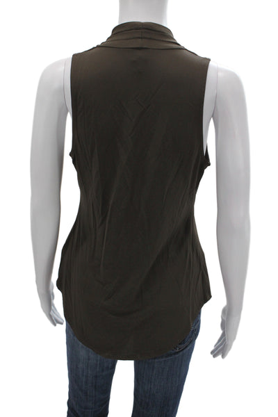 I By Iris Setlakwe Women Basic Brown V Neck Sleeveless Tank Size S