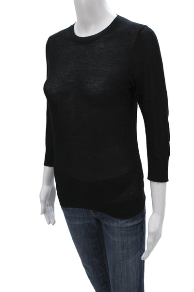 Vince Womens Black Cotton Pullover Sweater Crew Neck 3/4 Sleeve Size S