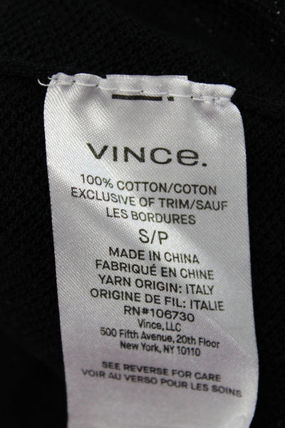 Vince Womens Black Cotton Pullover Sweater Crew Neck 3/4 Sleeve Size S