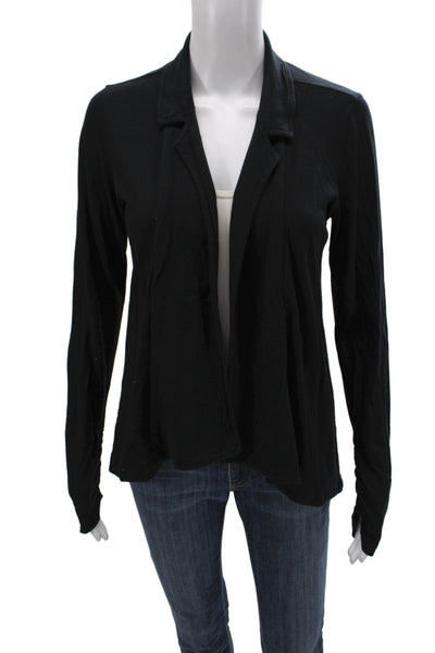 Splendid Womens Cardigan Collared Long Sleeve Black Pima Cotton Size S