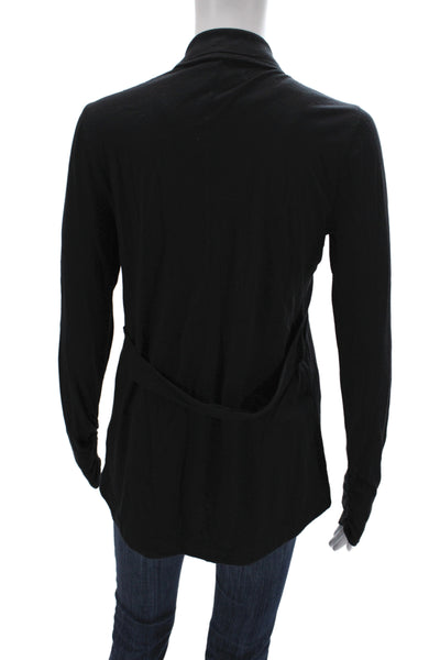 Splendid Womens Cardigan Collared Long Sleeve Black Pima Cotton Size S