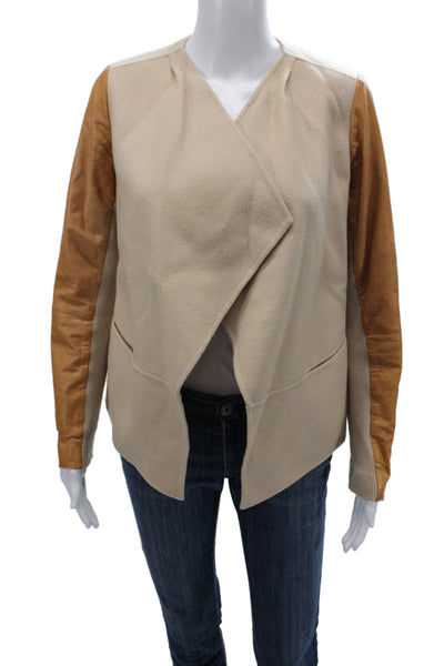 Vince Womens Beige Wool Basic Jacket Long Sleeve Size XS
