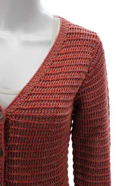 Vince Womens Multicolor Cotton V Neck Long Sleeve Cardigan Sweater Size M