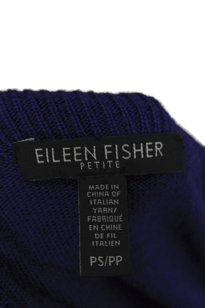 Eileen Fisher Womens Pullover Cowl Neck Merino Wool Sweater Purple Size PS