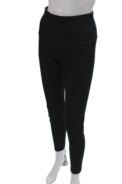 Lysse Women Ankle Leggings Black Pinstripe Size S