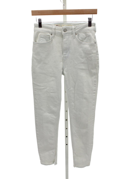 Ted Baker London Womens White Tapered Jeans High Rise Cotton Button Size 26
