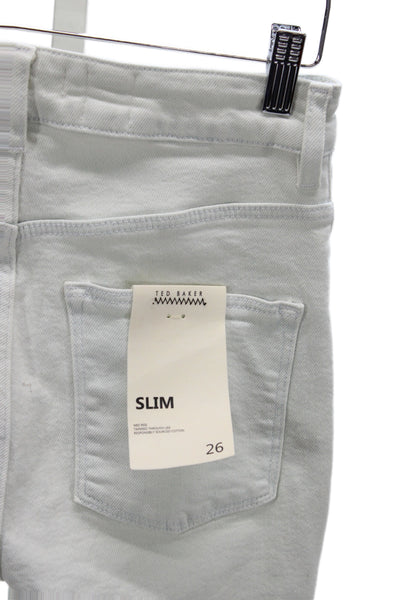 Ted Baker London Womens White Tapered Jeans High Rise Cotton Button Size 26