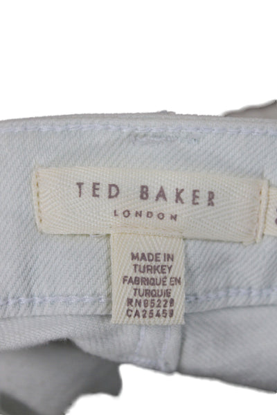 Ted Baker London Womens White Tapered Jeans High Rise Cotton Button Size 26