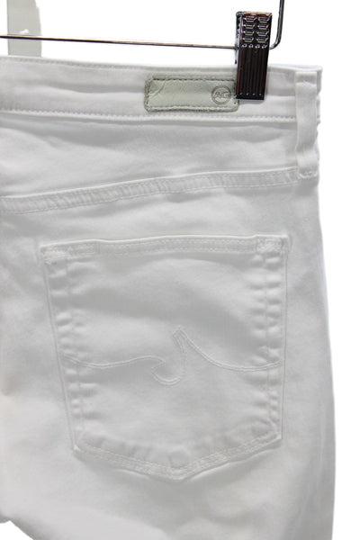 AG Womens Straight High Waist White Jeans Button Fly Inseam 32 Size 26