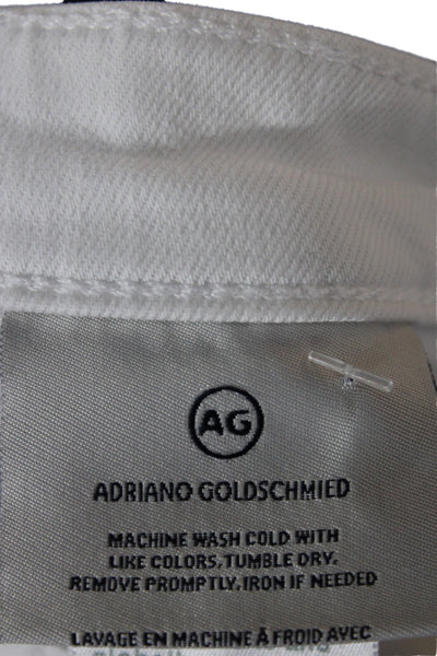 AG Womens Straight High Waist White Jeans Button Fly Inseam 32 Size 26