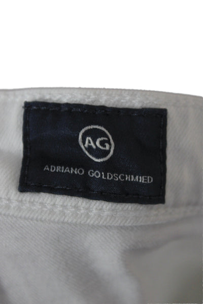 AG Womens Straight High Waist White Jeans Button Fly Inseam 32 Size 26