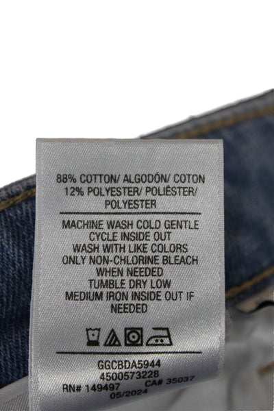 Joes Womens Wide-Leg High Waist Blue Cotton Jeans Button Size 25