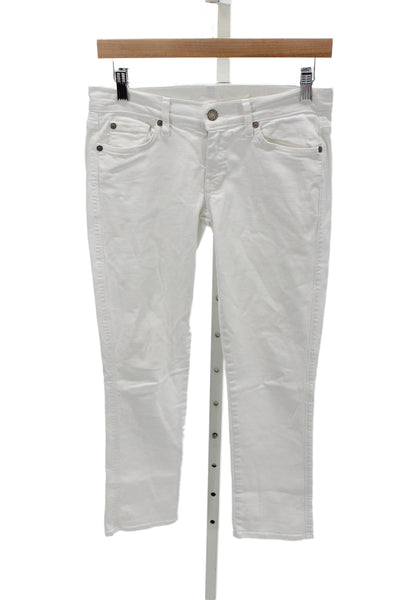 7 For All Mankind Womens Straight White Cotton Mid-Rise Jeans Size 27