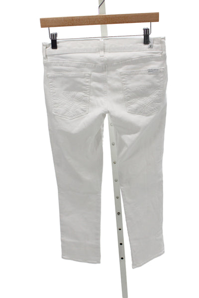 7 For All Mankind Womens Straight White Cotton Mid-Rise Jeans Size 27