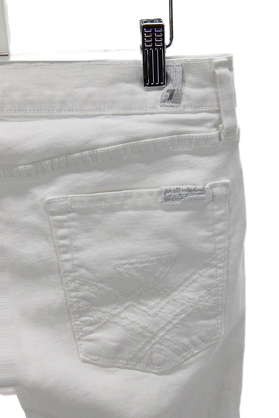 7 For All Mankind Womens Straight White Cotton Mid-Rise Jeans Size 27
