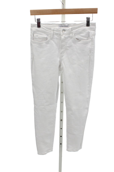 Flying Monkey Women Skinny White Jeans Mid Rise Cotton Inseam 25 Size 26