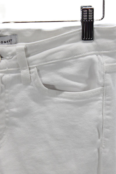 Flying Monkey Women Skinny White Jeans Mid Rise Cotton Inseam 25 Size 26