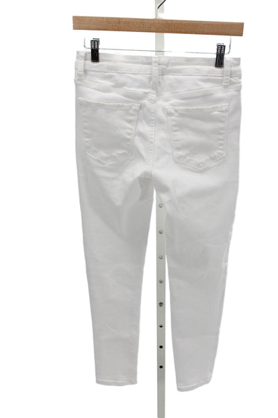 Flying Monkey Women Skinny White Jeans Mid Rise Cotton Inseam 25 Size 26